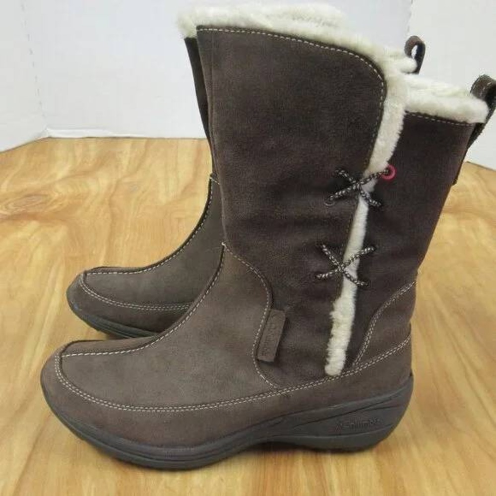 COLUMBIA Delancey Omni Shield Brown Suede Boots Womens 8.5 Omni-Grip Rubber Sole